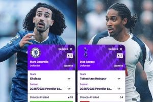 库库、斯彭斯英超每90分钟数据:创造机会1.8比0.4,抢断2.6比1